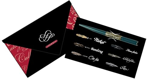 Brause J.Herbin 25400T Kalligraphie-Set (Tasche mit Schreibfederhalter und 6 Kalligraphie-Federn) schwarz, 22 x 13 x 1.20