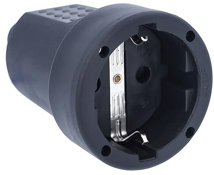 as - Schwabe PVC Kupplung - Schutzkontaktkupplung mit doppeltem Schutzkontakt - Anschluss Leitungen bis max. 1,5mm² - 230V - 16A - IP20 - Schwarz, 62225