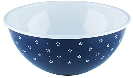 Riess, 0465-073, Obst- und Salatschüssel Ø 26cm, BLÜMCHENBLAU, Vol. (rec.): 3,5 Liter, Made in Österreich, LBH: 27,7x27,7x12,1cm, 0,768kg, Ungiftig, Dauerhaft, Farbecht, Kratzfest, Handgemacht