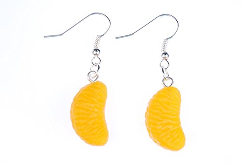 Miniblings Mandarine Ohrringe Orangenstück orange versilbert | Ohrschmuck, sorgfältig in Berlin gefertigt, mit Mandarinenstück und Orangen