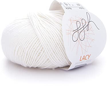 ggh Lacy - Merinowolle mit Seide - 25g Wolle zum Stricken oder Häkeln - Lace-Garn - Farbe 001 - Wollweiß