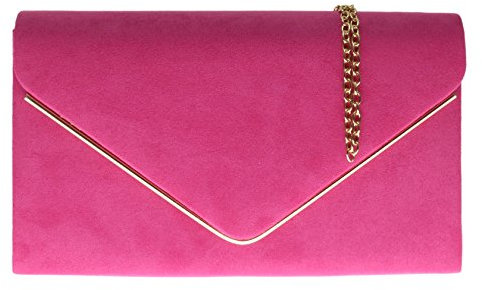 Girly Handbags Femme Cadre Suede Pochette Fuchsia