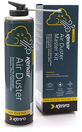 Kenro Kenair Air Duster Master Kit - Camera Cleaning Set Containing Refill Can of Air (360ml) & Actuator Valve, Clean Cameras, Computers & Precision Equipment, Removes Dust and Debris - KENR01