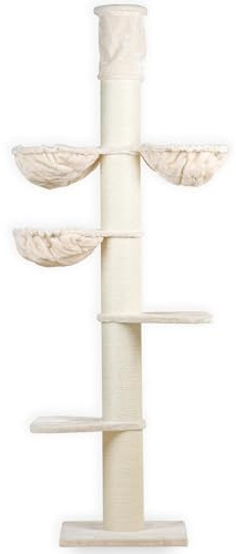 RHRQuality Krabpaal voor Grote katten - Maine Coon Tower Plus – 235 tot 255 cm Hoog – Met Extra Dikke 20 cm Sisalpalen – Crème