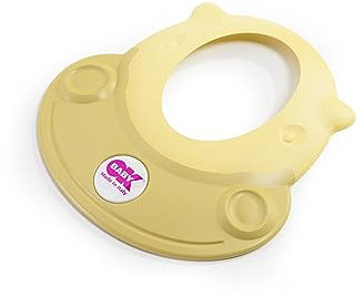 Visera de baño OKBABY Hippo - Cómodo protector de agua - Material libre de BPA - Protege los ojos y los oídos del agua - Se adapta a la forma de la cabeza de 45 a 50 cm - Gorro de protección suave para la ducha y el baño - Amarillo