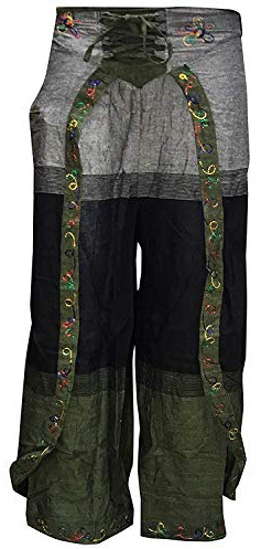 Shopoholic mode Ezhippie haremsbyxor för kvinnor hög midja knytbara wrap hippie palazzo byxa, gRÖN, one size