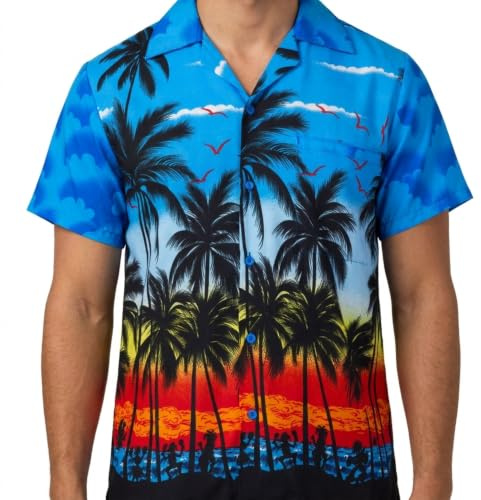 REDSTAR Camicia Hawai Uomo a Maniche Corte, Maglietta Hawaiana Uomo – Camicia Casual Maglietta Hawai – Camiciotto da Hawaiana Vestito Festa Camiciotto Estivo Addio al Celibato o Addio al Nubilato