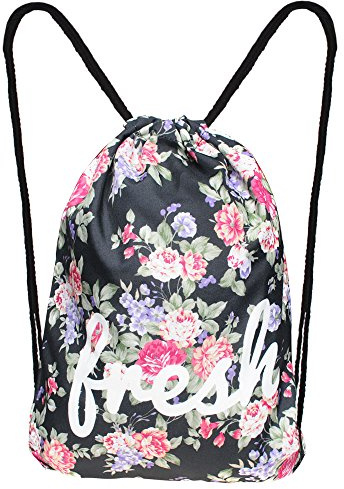 Hanessa Jutebeutel mit - Fresh Flowers - Art Kunst Motiv Aufdruck Sportbeutel Tüte Rucksack Beutel Tasche Gym Bag Gymsack Hipster Fashion Sport-Tasche Einkaufs-Tasche