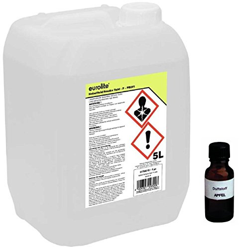 5 Liter Eurolite P (Profi) Nebelfluid + 30 ml Duftstoff Apfel, Smoke-Fluid, Nebel-Fluid-Flüssigkeit für Nebelmaschine (5 L Fluid -P- + Duft Apfel)