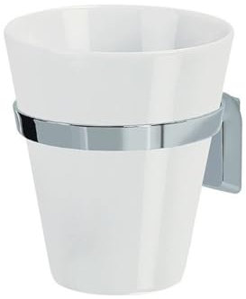 Spirella Gobelet à Fixer Porcelaine & Acier chromé Max Light Blanc