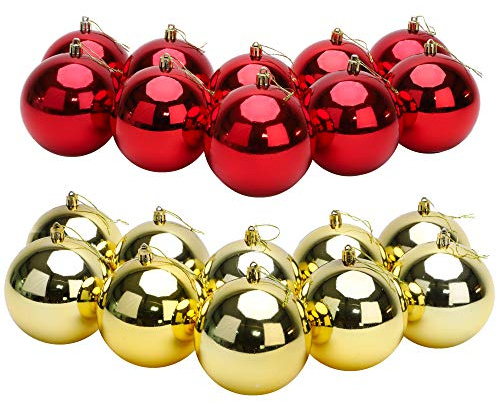 Toyland® 10 palline di Natale extra large da 100 mm di colore - Decorazioni per alberi di Natale (Rosso e oro)