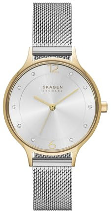 Skagen Anita Lille Uhr für Damen, Quarzwerk mit Edelstahl- oder Lederarmband, Silberton und Goldton, 30MM