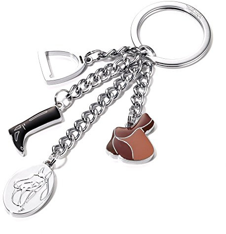 Troika PFERDEGLÜCK Portachiavi ad anello e catena, 13 cm, Multicolore (Braun Schwarz)