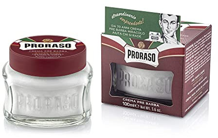 Proraso Pre Shave Cream, 100ml, Nourishing and Moisturising Pre Shaving Cream for Men with Sandalwood Oil and Shea Butter, Made in Italy, Red