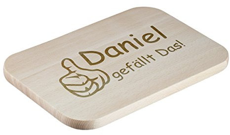 Tagliere – Tagliere da cucina in legno con incisione – Tagliere per la colazione personalizzato con nome, idea regalo per compleanno – motivo pollice alto