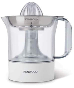 Kenwood JE290A Spremiagrumi elettrico, rotazione a destra e sinistra, base antiscivolo, vano portacavo, capacità caraffa 1L con misuratore graduato, pratico beccuccio, compatto, 40w, Bianco