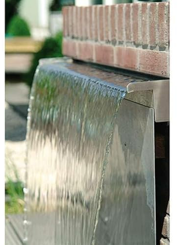 Primrose 75cm Stainless Steel Waterfall Cascading Blade Water Feature with Sheer Descent Spout (Bottom Supply)