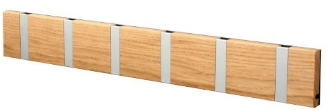 LoCa Garderobe Knax 6 Eiche geölt (Haken klappbar Alu) Garderoben-Leiste Kleiderhaken Flur modern Garderobenpaneel