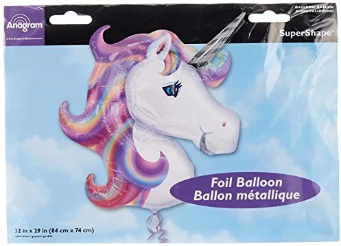 Amscan 09900 01 - Super Shape Folienballon Einhorn, Luftballon, Heliumballon, Kindergeburtstag