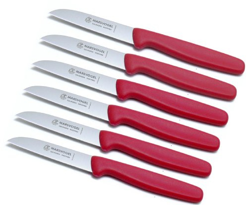 Marsvogel Solingen #18 30 01 - 6 spelucchini 7,62 cm, lama dritta con manico in plastica PP, colore: rosso