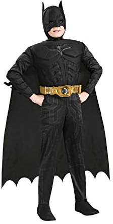Rubies Offizielles Batman Begins Dark Knight Muskelkostüm für Kinder – Jumpsuit, Umhang, Gürtel & Maske enthalten