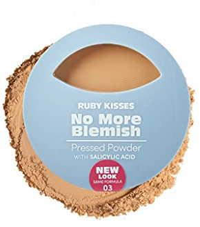 Ruby Kisses No More Blemish Face Powder with Salicylic Acid Korean Makeup Matte Finish Full Coverage Pressed Powder (Golden Glow)