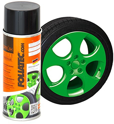 Foliatec Sprühfolie Auto Felgenfolie Sprüh Lack Spraydose Abziehbar, Gute Deckkraft, Powergrün Glänzend, 1x 400 ml Powergrün Gläzend