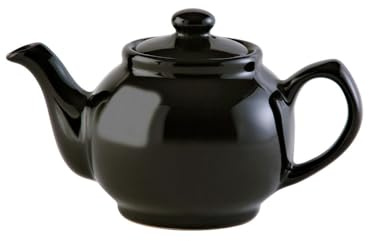 Price & Kensington Teekanne Schwarz, 2 Tassen, Steingut mit Glanzglasur | Vintage-Design, bauchige Rundform, spülmaschinenfest, mikrowellengeeignet, klassischer Charme, stilvoller Tischbegleiter