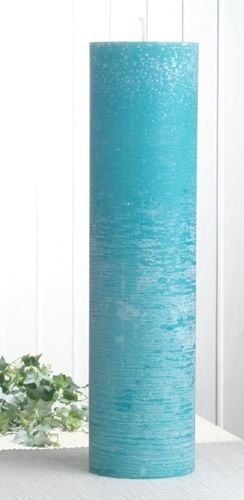 Rustik-Stumpenkerze, 40 x 10 cm Ø, Aqua-türkis
