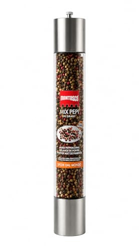 MONTOSCO Große Pfeffermühle 'gemischter Pfeffer', 220g, Schwarz, Keramik, Manuell