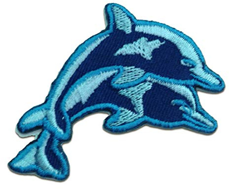 Catch the Patch Baby Delfin Aufnäher zum Aufbügeln 6,9 x 4,1 cm Bügelbild für Kinder Mädchen mit Wassertier Meer, Bügelpatch Patches Bügelflicken