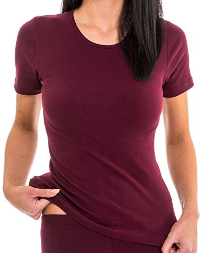 HERMKO 1800 Confezione da 3 Canotte Donna Manica Corta 100% Cotone, Farbe:Rosso Bordeaux, Größe Damen:40/42 (S)