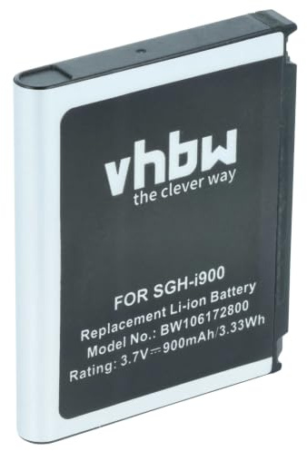 vhbw Akku kompatibel mit Samsung SGH-i900 | SGH-i8000, Omnia, Nexus S, SGH-i7500, Omnia 2 Handy Smartphone Telefon (900 mAh, 3,7 V, Li-Ion)