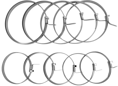 Alkan 10 x Universal Edelstahl AISI 430 Schlauchschellen 360/740 mm | Vorgefertigte Edelstahl-Bandschellen/Klemmschellen zum Befestigen von Schläuchen, Manschetten, Achsmanschetten