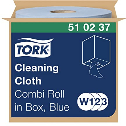 Tork 510237 Panno per pulizia Premium, compatibile con i sistemi W1, W2 e W3, monovelo, 1 conf. x 1 rotolo (1 x 152 m), colore blu