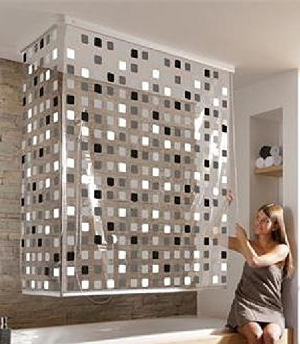 Eck Duschrollo Mosaik Grau incl. Gratis Nackenkissen weiss