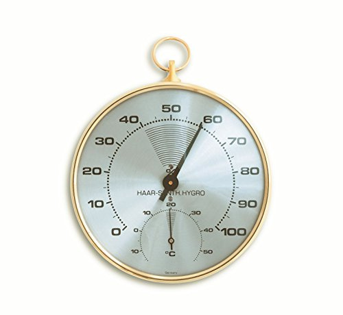 TFA Dostmann Analoges Thermo-Hygrometer, mit Messingring, gesundes Raumklima