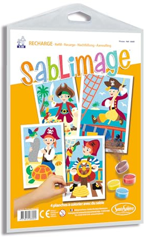 Sentosphère - Nachfüllpack Sand – Piraten – 889R – Kreativ-Set – 4 Malbretter mit Sand – ab 4 Jahren, Einheitsgröße