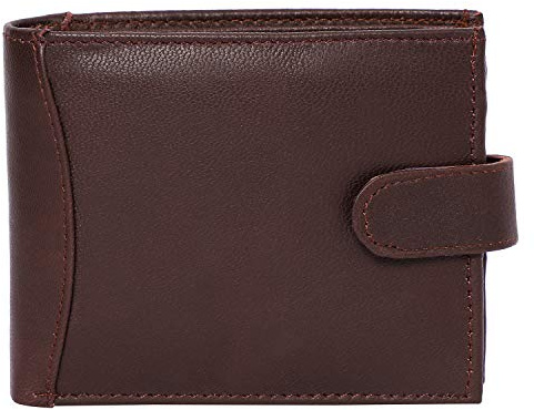 RAS WALLETS Mens RFID Blocking Safe Wallet | Soft Leather Tri Fold Wallet | Card Slots Id Window and Coin Pocket #340 (Brown)