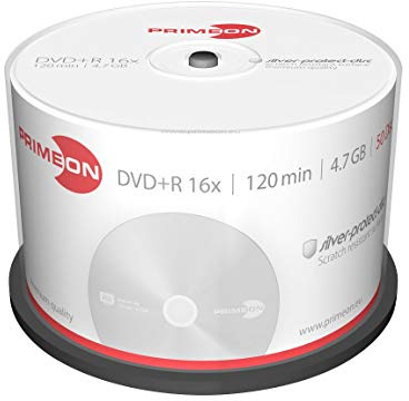 Primeon Dvd+R 4,7 GB/120 min/16x Cakebox, Silver-Protect-Disc Surface (50 Dischi)