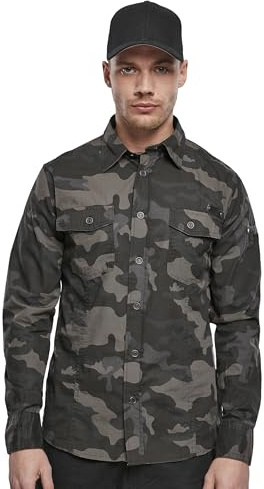 Brandit Slim Fit Shirt Long Sleeve, Color: darkcamo, Size: M