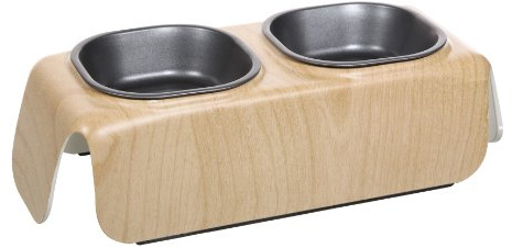 Catit Design erhöhter Doppel-Melaminnapf mit Tefloneinsatz in Holzoptik