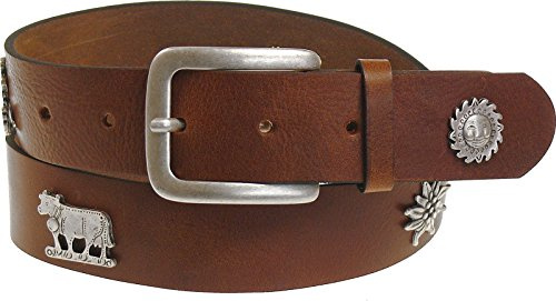 Harrys-Collection Herren Trachten Ledergürtel | starkes Vollrindleder, 4 cm breit, antike Schnalle mit traditionellen Motiven, perfekt für das Oktoberfest im Bierzelt