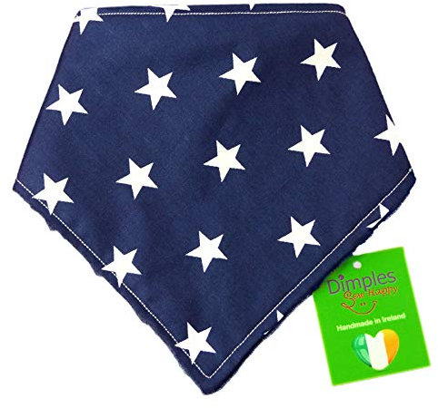 Dimples Hundehalstuch - Blau mit Sternen - Halstuch für kleine mittlere und Grosse Hunde Welpen und Katzen - Hunde Besitzer Geschenk - Handgemachtes Hunde Accessoire 40cm