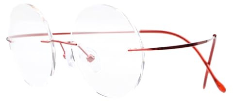 Eyekepper Titan Randlose Brillen Runde 48mm Kreis Optische Brillen Rot