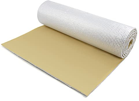sourcing map Tapis Isolation Thermique Acoustique Auto 152x100cm 1.52㎡ 6mm | Auto-adhésif, Fibre D'Alumine Et Coton, Amortisseur Vibrations, Insonorisant, Pour Porte, Hayon, Capot, Plancher, Universel