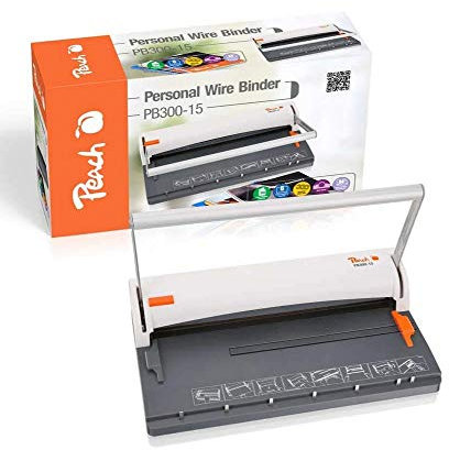 Peach Draht Bindemaschine - Personal Wire Binder Closer A4 - bindet 60 Seiten - 8 mm Binderücken - 6 Blatt Stanzkapazität - PB300-15