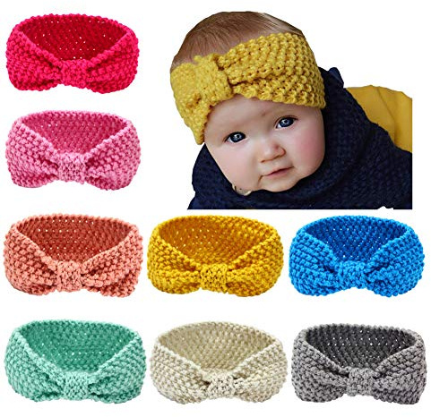 Toptim Turbante para bebé, diadema anudada para niña, paquete de 8 unidades, surtido, 0-6 años, 1 Count (Pack of 8)