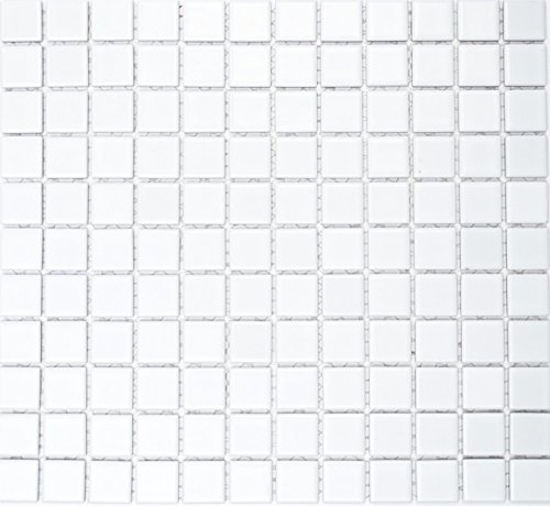 Mosaikfliese Keramik WEISS MATT Wand Fliesenspiegel Küche Bad Dusche MOS18-0111 | 10 Mosaikmatten