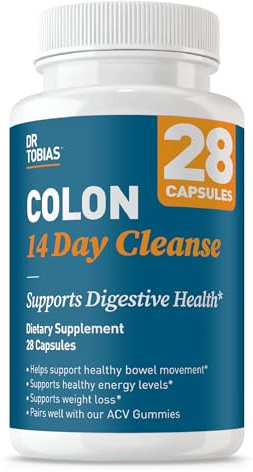 Dr. Tobias Colon Cleanse - Constipation Relief & Gut Health Support for Women & Men | 14 Day Colon Cleanser for a Gentle Colon Detox & Gut Flush - 28 Capsules (1-2 Daily)